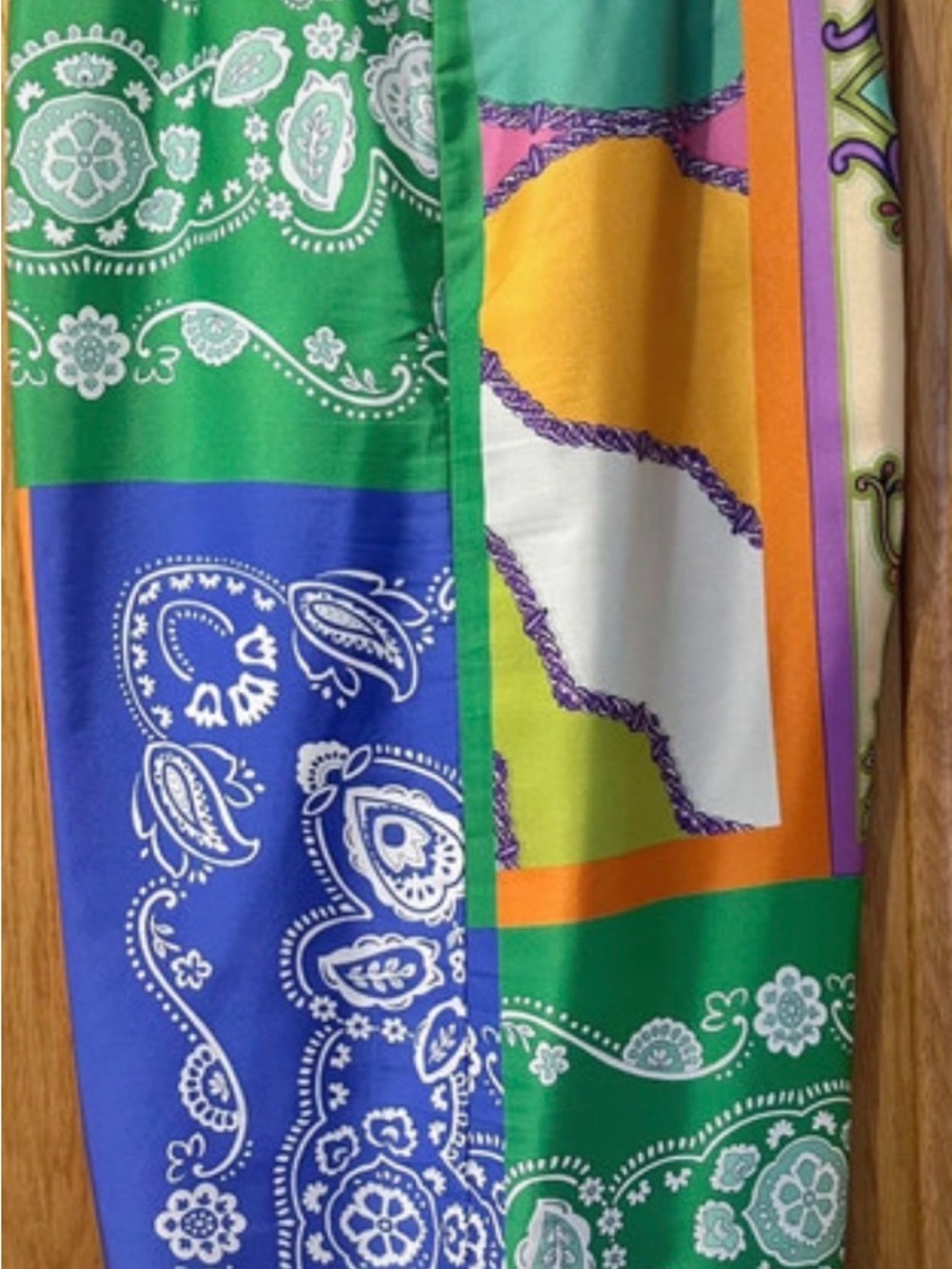 Zara green Multi-Print Satin Maxi Skirt - Vibrant Pattern - Picture 2 of 4